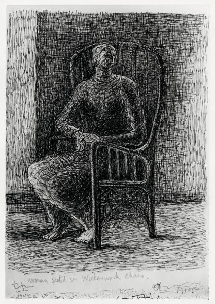 Woman Seated in Wickerwork Chair