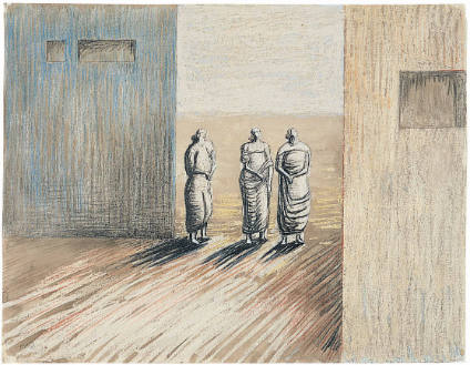 Three Standing Figures in a Setting