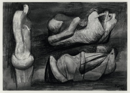 One Upright and Two Reclining Figures