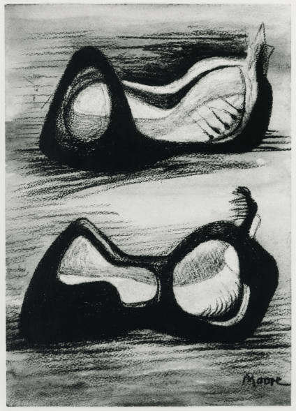 Drawing for Metal Sculpture: Two Reclining Figures