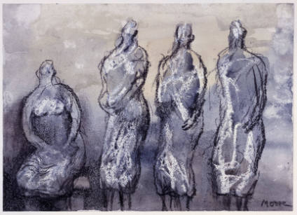 Seated Woman and Three Draped Standing Figures