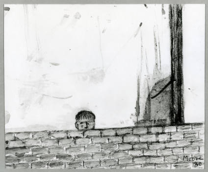 Boy Looking over a Wall