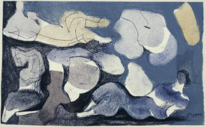 Two Reclining Figures against Decorative Background