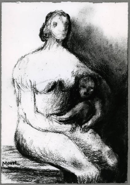Seated Nude Mother with Standing Child