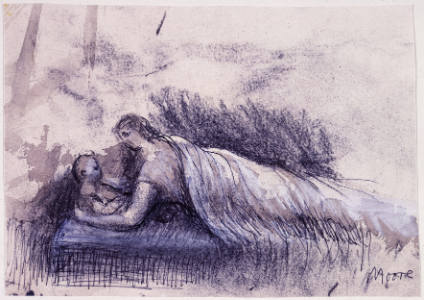 Mother and Child on Bed