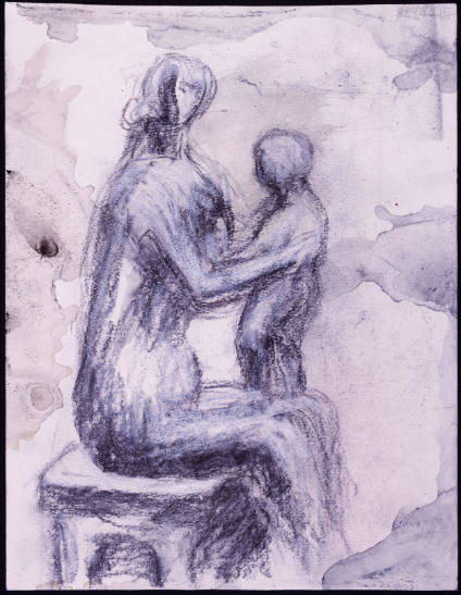 Mother with Child Standing on Knee