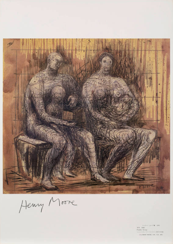 Poster print produced for "In praise life, Henry Moore: Drawings and Sculptures"