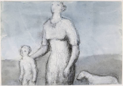 Woman with Child and Dog