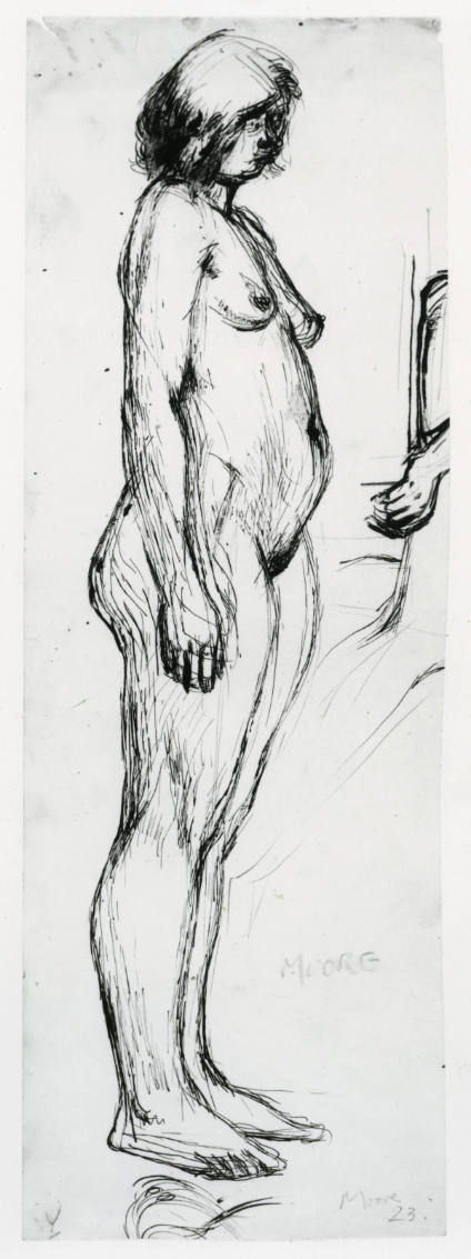 Standing Female Nude in Profile to Right