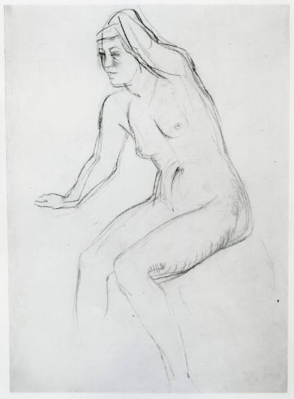 Seated Nude with Left Hand on Head
