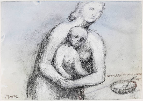 Mother and Child with Bowl and Spoon