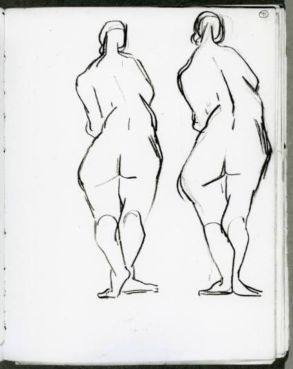 Two Standing Figures: Back View