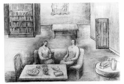 Interior Setting: Two Figures at a Table