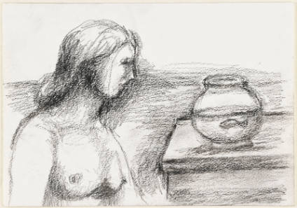 Nude Woman with Goldfish in Bowl