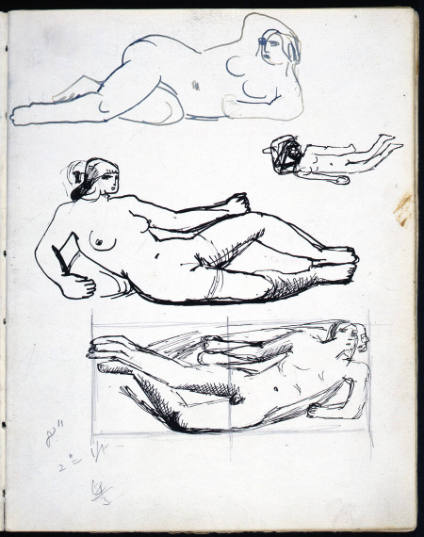 Two Reclining and Two Flying Figures