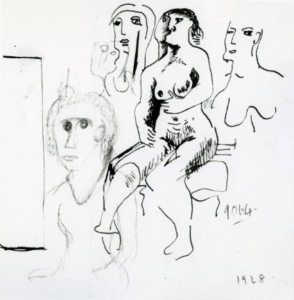 Drawing for Sculpture: Heads and Seated Figure