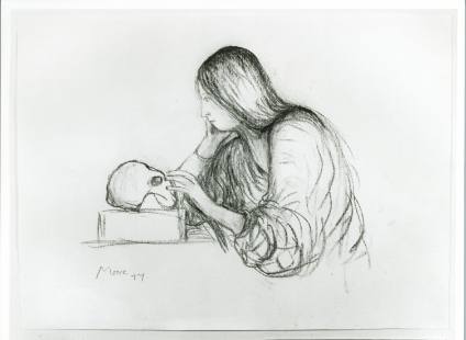 Woman Contemplating Skull (after Georges de la Tour)