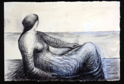 Draped Reclining Figure: Sea Background