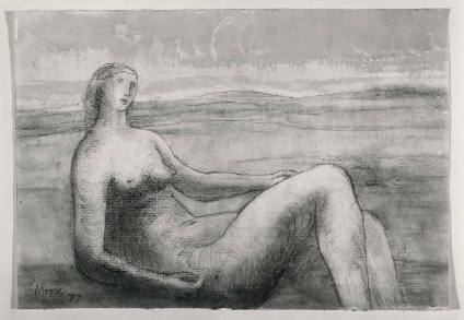 Reclining Nude against Landscape Background