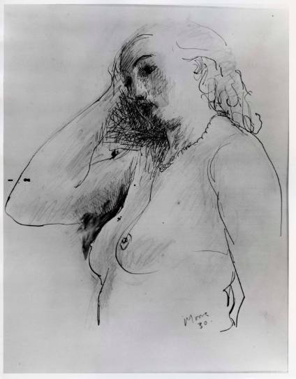 Drawing of the Artist's Wife: Bust of Nude with Arm Raised