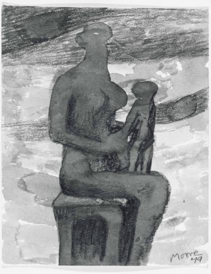 Seated Mother and Child: Silhouette