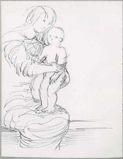 Mother with Child Standing on Lap