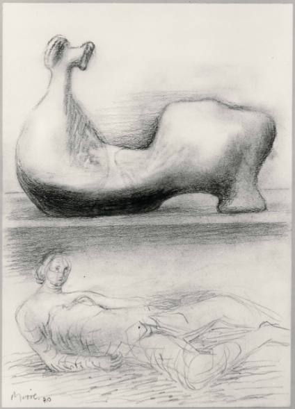 Reclining Sculptural Figure and Reclining Nude