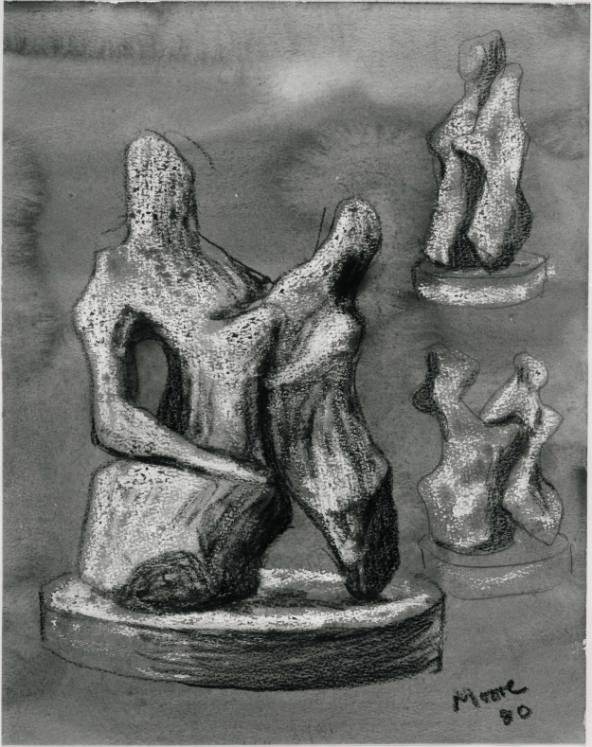 Idea for Sculpture: Three Studies of Mother and Child Group