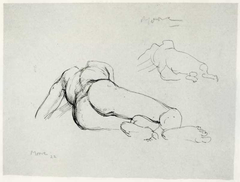 Two Studies of Reclining Nude, Back View