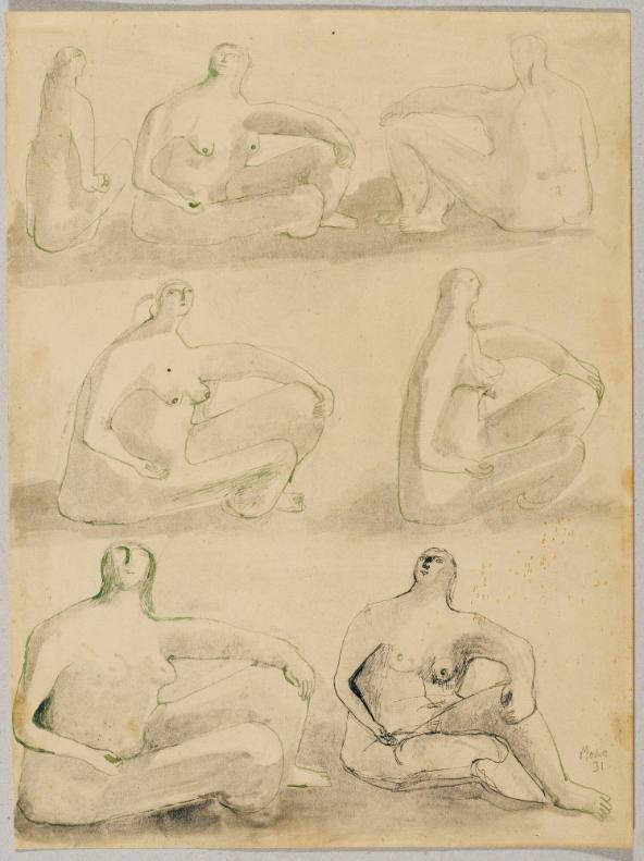 Studies for Sculpture: Seven Seated Figures