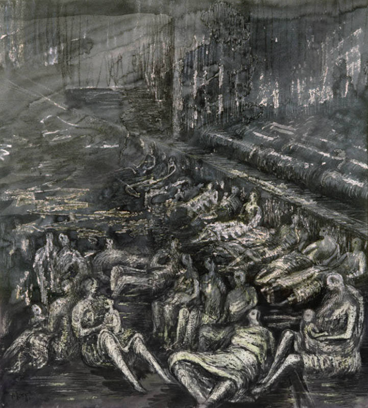 Tilbury Shelter Scene – Works – The Henry Moore Artwork Catalogue