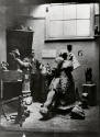 Henry Moore in his studio at 3 Grove Studios, Hammersmith, aged about 29. <i>Woman With Upraise…