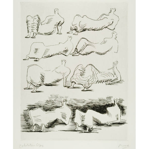 Eight Draped Reclining Figures