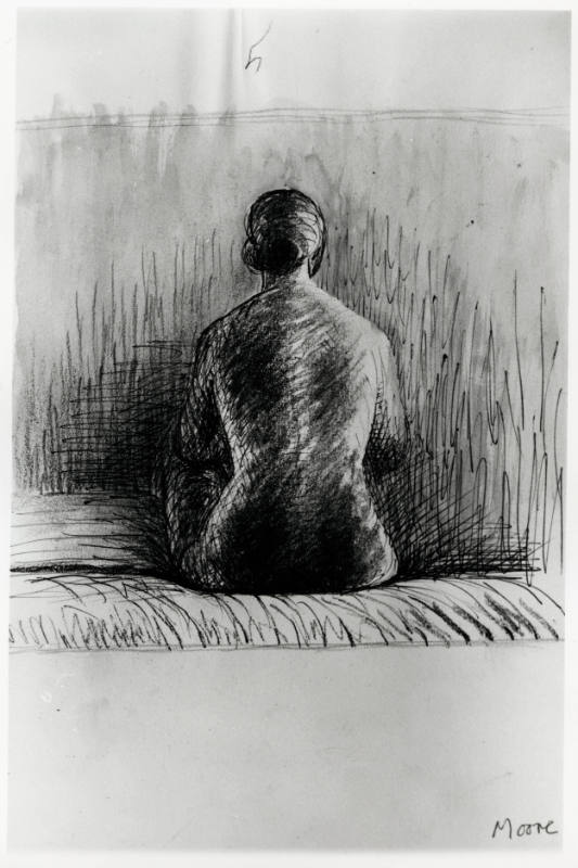 Seated Nude on Bed