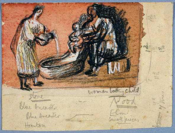 Woman Bathing Child