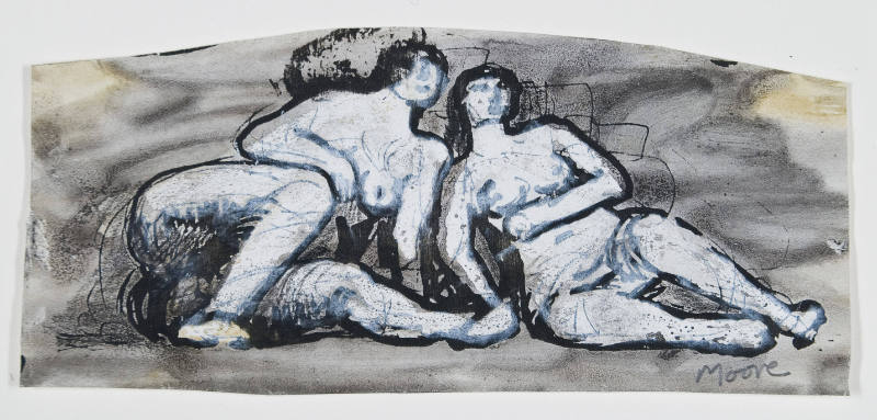 Two Reclining Female Nudes: Reworked Photocopy from West Wind Sketchbook 1928