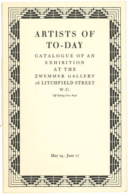 1933 London, Zwemmer Gallery, Artists of To-day