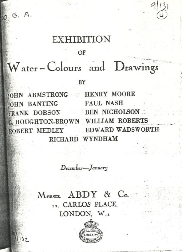 1931-32 London, Abdy Gallery, Exhibition of Watercolours and Drawings