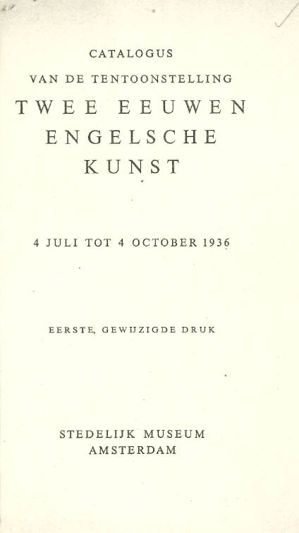 Twee Eeuwen Engelsche Kunst. (Two Centuries of English Art).