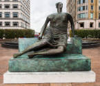 <i>Draped Seated Woman</i> in her current position in Cabot Square, Canary Wharf, East London.