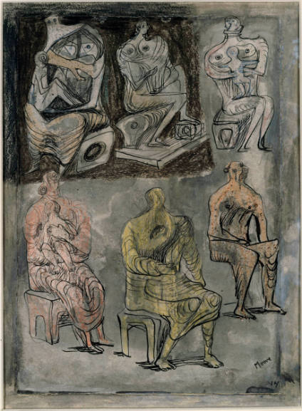 Six Seated Women, Four Holding Children