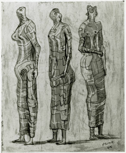 Three Standing Figures in Lead