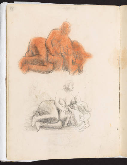 Two Studies of a Reclining Mother with Children