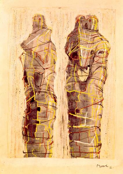 Two Wrapped Standing Figures