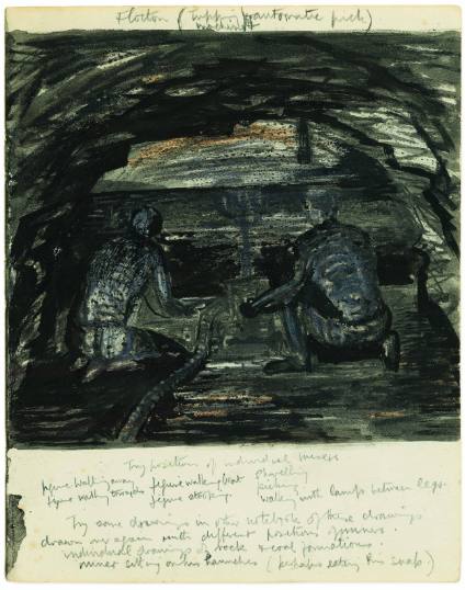 Two Miners with Tupping Machine in Flocton Colliery