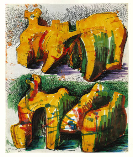 Two Yellow Reclining Figures