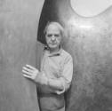 Henry Moore with Knife Edge Two Piece in 1967. photo: John Hedgecoe