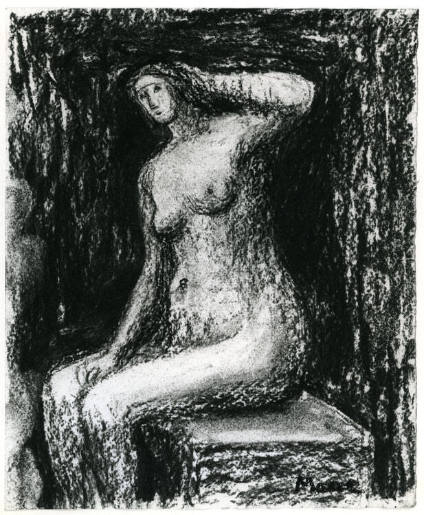 Nude Seated Woman, Left Arm Upraised