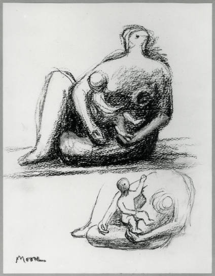 Two Studies for Seated Mother and Child