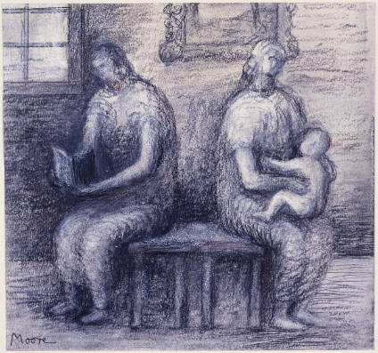 Two Women and a Child in an Interior